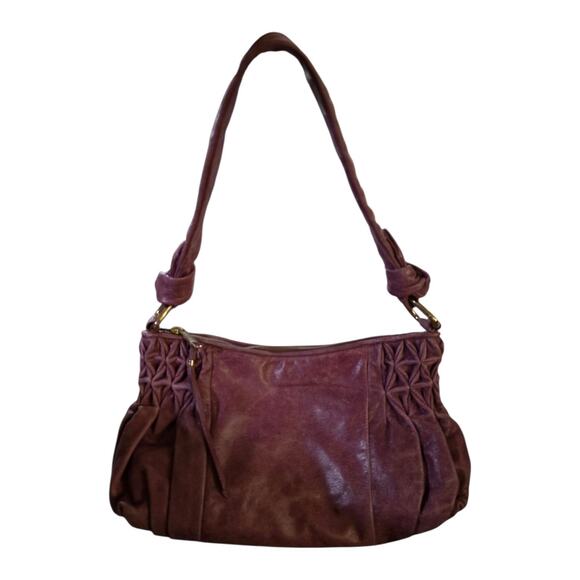Elliot Lucca Purple Leather Handbag Shoulder Purse - Picture 2 of 9